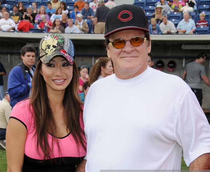 A picture of Kiana Kim and Pete Rose.